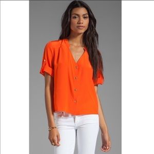 Amanda Uprichard Pumpkin Orange Silk Top